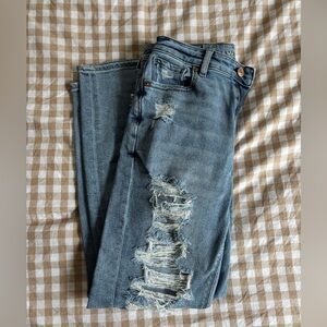 Distressed Light Blue Women’s Jeans - ‘Mom Jean’, Short